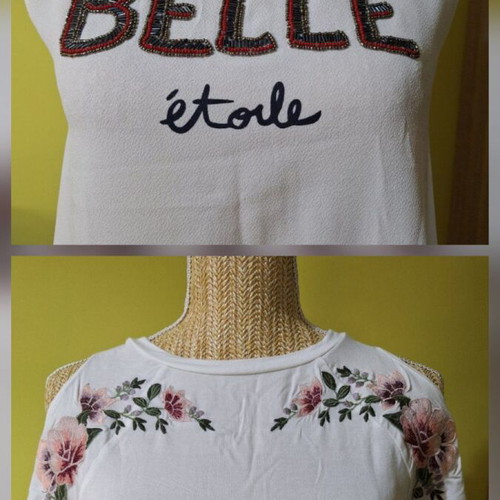 White sleeveless tops American Eagle and Sfera like new with embroidered details and cut outs