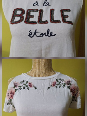 White sleeveless tops American Eagle and Sfera like new with embroidered details and cut outs