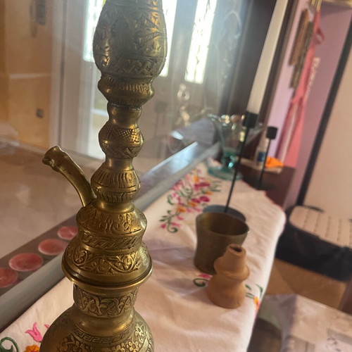 Engraved brass hookah, 50 cm, 100 years old from Constantinople