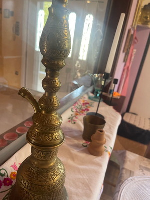 Engraved brass hookah, 50 cm, 100 years old from Constantinople