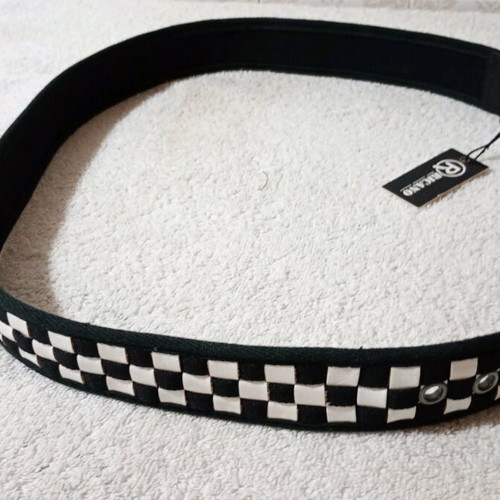 Ricano leather belt chessboard pattern new