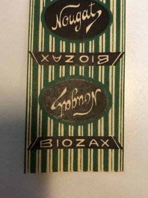 Nougat sweet label BIOZAX like new, small