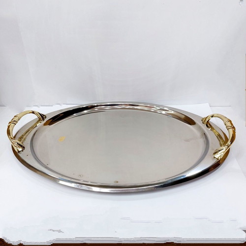 Serving tray used inox with 24k gold details