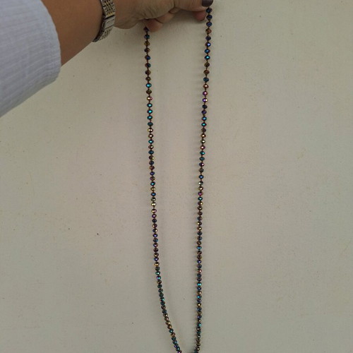 Long polymorphic necklace with purple crystals new