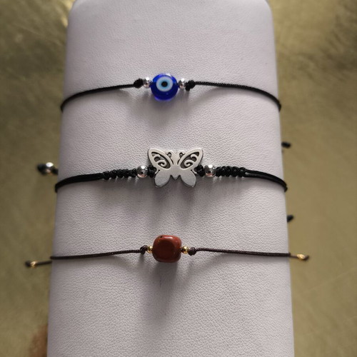 Bracelet set of 3 new with natural stone and stainless steel