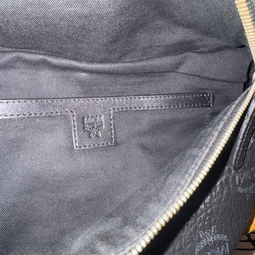 MCM waist bag used, black leather with minor wear