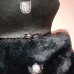 Faux fur mini backpack used, black