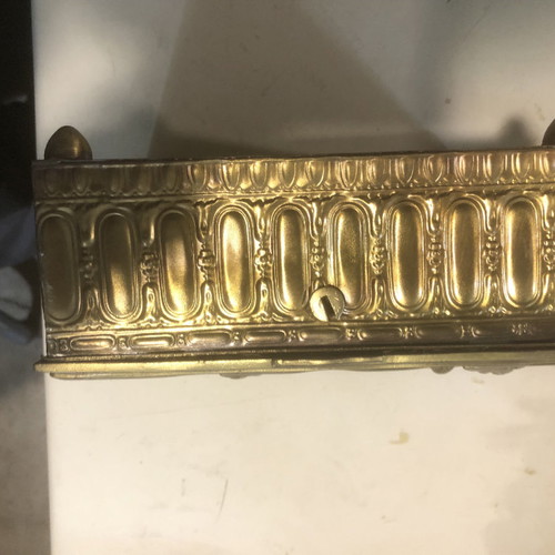 Massif brass jewelry box used, old embossed