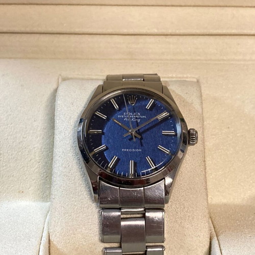 Rolex Air King 5500 1968 watch used, all original, blue dial