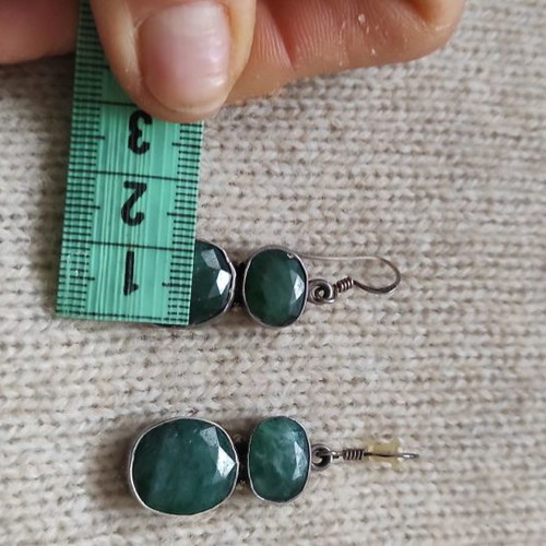 Silver 925 earrings with emerald used