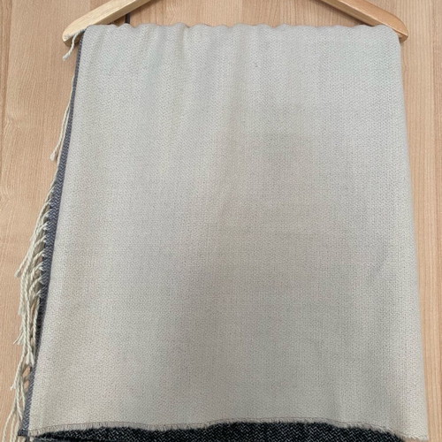 Scarf like new with gray and beige color combination and fringes