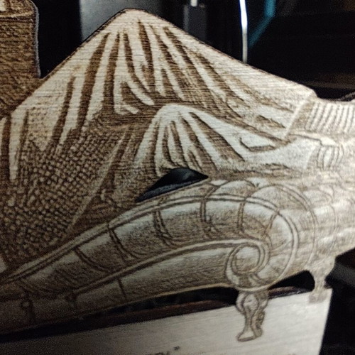 Engraved wooden Sigmund Freud stand new