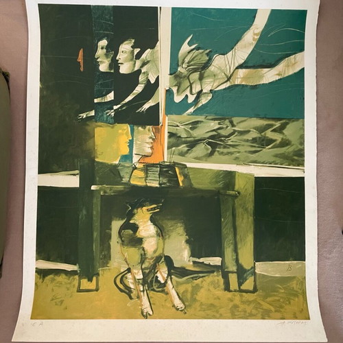 Silk Screen Print by D. Mytaras used, large composition