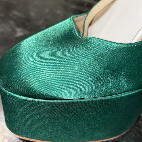 Luigi green satin high heels, size 39