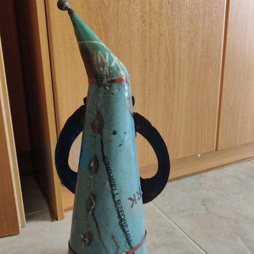Handmade decorative figure of a gnome from recycled iron like new