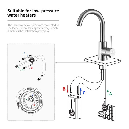 Homelody Low Pressure Faucet with 360° Swivel Spout Stainless Steel like new