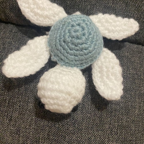 Turtle keychain handmade, new, white and turquoise