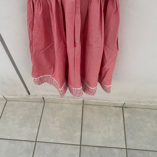 Dress small red used with checkered pattern and strawberries