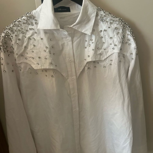 Bsb oversized shirt like new with embroidered crystals, one size