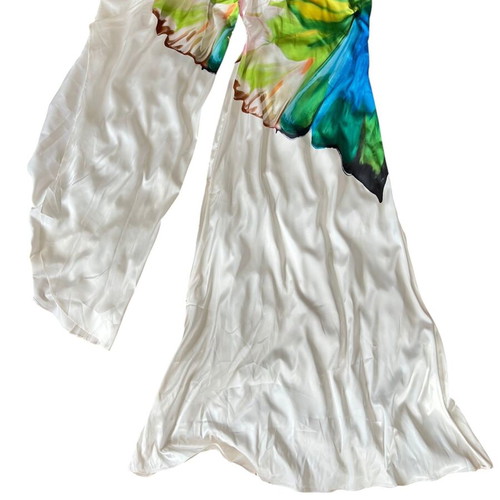 Sunfere One-Shoulder Butterfly-Print Maxi Gown new, size M