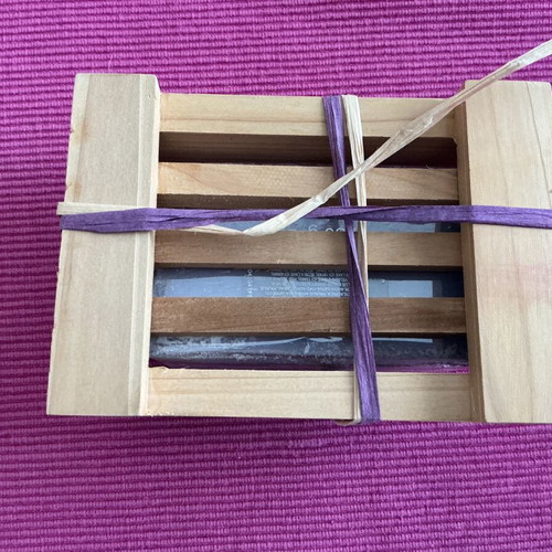 Wooden soap dish with large aromatic soap new