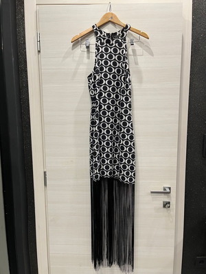 Women's dress used, mini with fringes and modern pattern