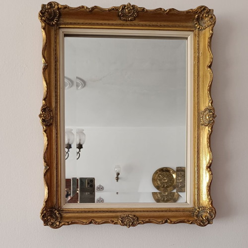 Bijouterie rectangular mirror with carved gilded frame, like new