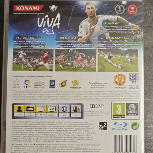 Pro Evolution Soccer PES 2013 PS3 game used, full Greek