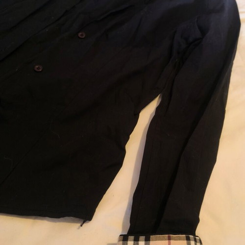 Burberry London black shirt with Nova Check collar and cuffs, size S