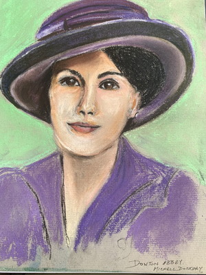 Portrait painting of a woman pastel on cardboard, used