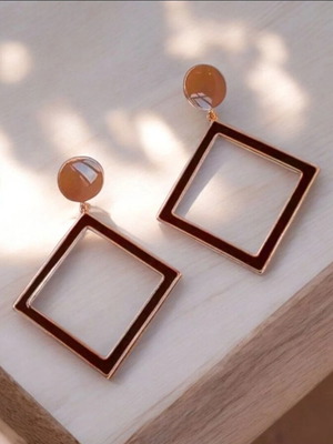 Earrings new brown and gold hypoallergenic brass