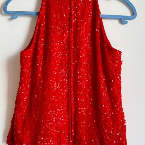 Raxevsky Exclusive Vintage Red Beaded Sequin Halter Top Size S like new