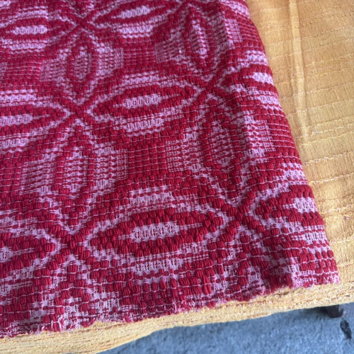 Wool woven blanket used, red with traditional pattern