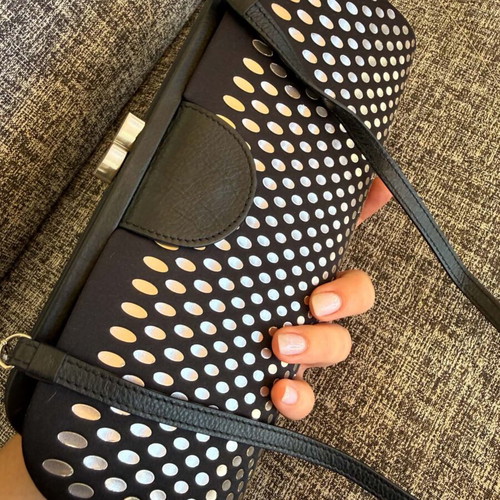 Folli Follie evening clutch 2 in 1 with detachable part, like new, black and silver
