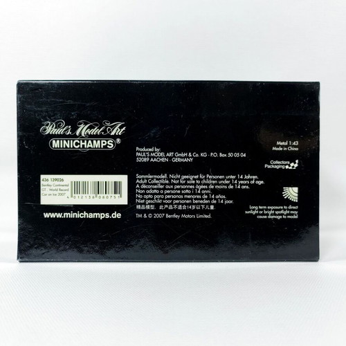 Bentley Continental GT World Record Car 1:43 Minichamps Limited Edition