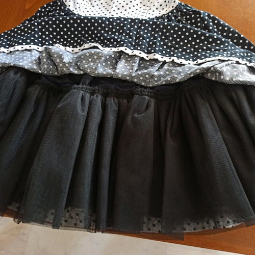 Vintage dress used, strapless, small, black and white