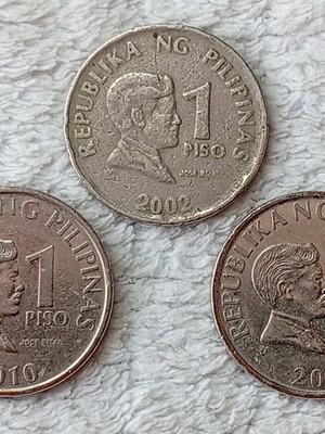 Philippines coins used, set of 3, 1 Piso 2002-2011