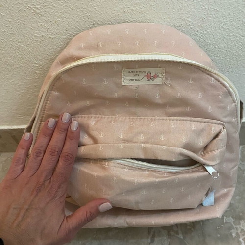 Cotton pink backpack like new, handmade