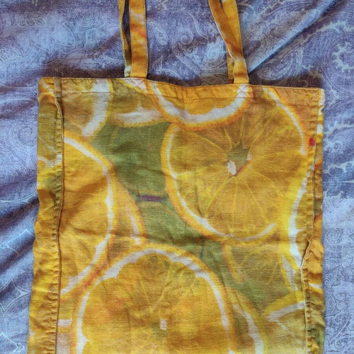 Zara tote bag lemon print fabric like new