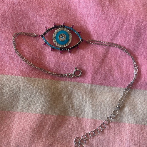 Anna Maria Mazaraki 925 silver bracelet new with colored zircons and blue enamel