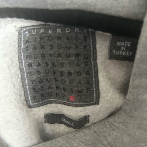 Superdry hoodie sweatshirt like new, grey, fleece lined size S