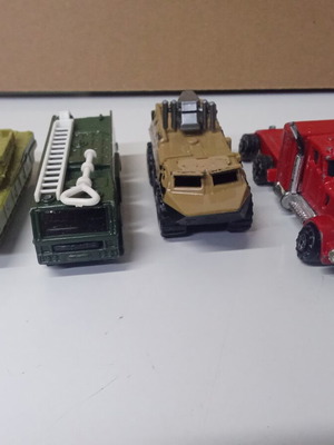 Vintage toy vehicle set of 4 with Polfi Toys red truck