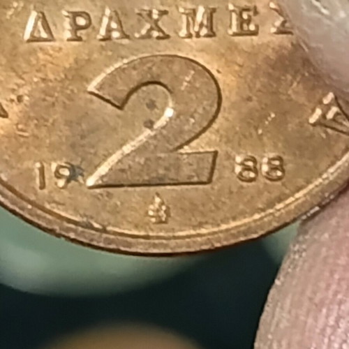 2 drachma coins like new with date error