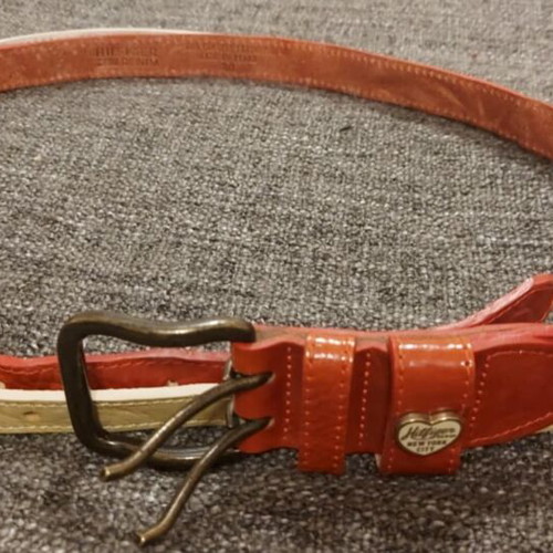 Double women's leather belt Tommy Hilfiger used, beige and red coral