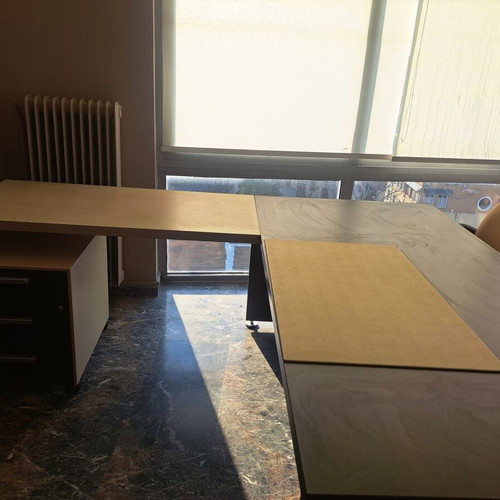 Office furniture set used, corner desk with 3 chairs and storage