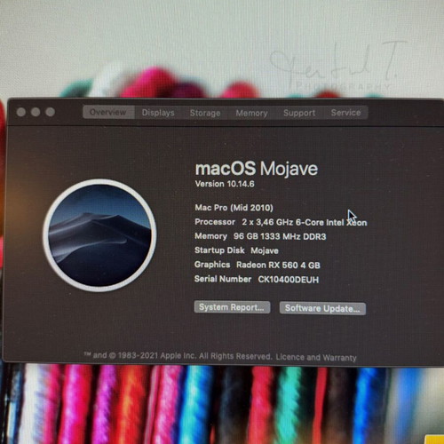 Mac Pro 12-core 2010 used, 3.46GHz, 128GB RAM, 2 ATI RX580 and Radeon HD7950 GPUs, 1TB SSD