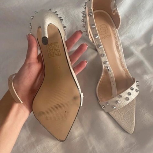 White sandals with studs new, size 36