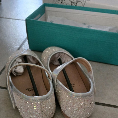Exe leather ballerinas with glitter, like new, size 27, silver