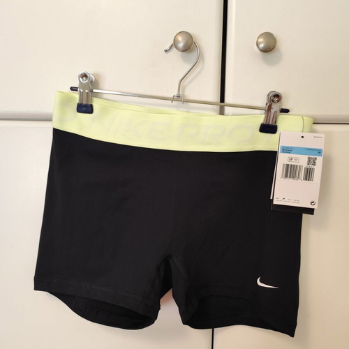 Nike Pro Medium αθλητικό σορτσάκι καινούργιο, μαύρο με φωσφορίζον λάστιχο