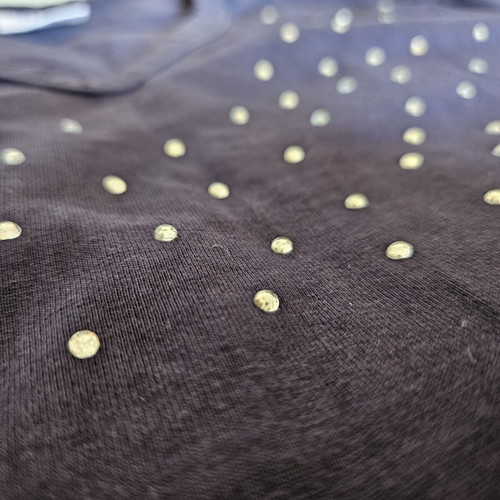 Åshild women's blouse M-L, dark navy blue with rhinestones, 100% cotton